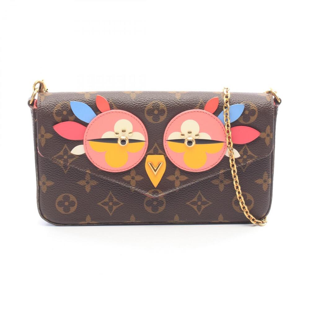 Louis Vuitton Pochette Felicie Happy Monogram Canvas Leather Shoulder Bag Brown